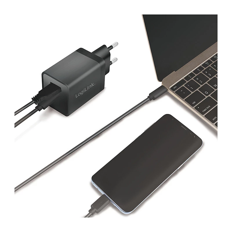 Logilink Zestaw ładowarek USB-A/C, 15 W, 1x USB-A, 1x USB-C, Czarny