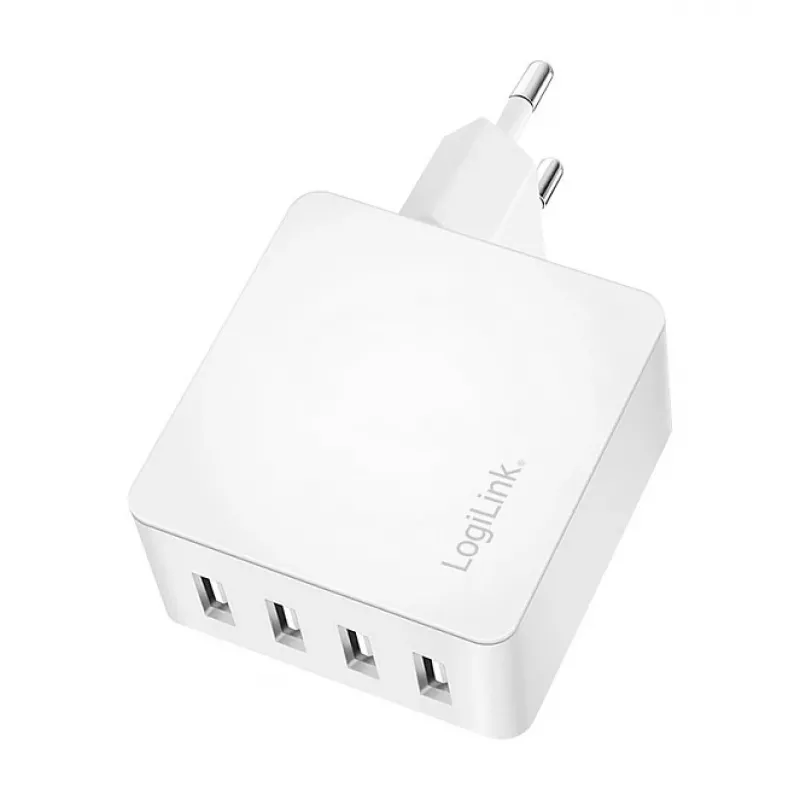 Ładowarka Logilink USB-A, 24 W, 4-portowa, 4x USB-A, biała