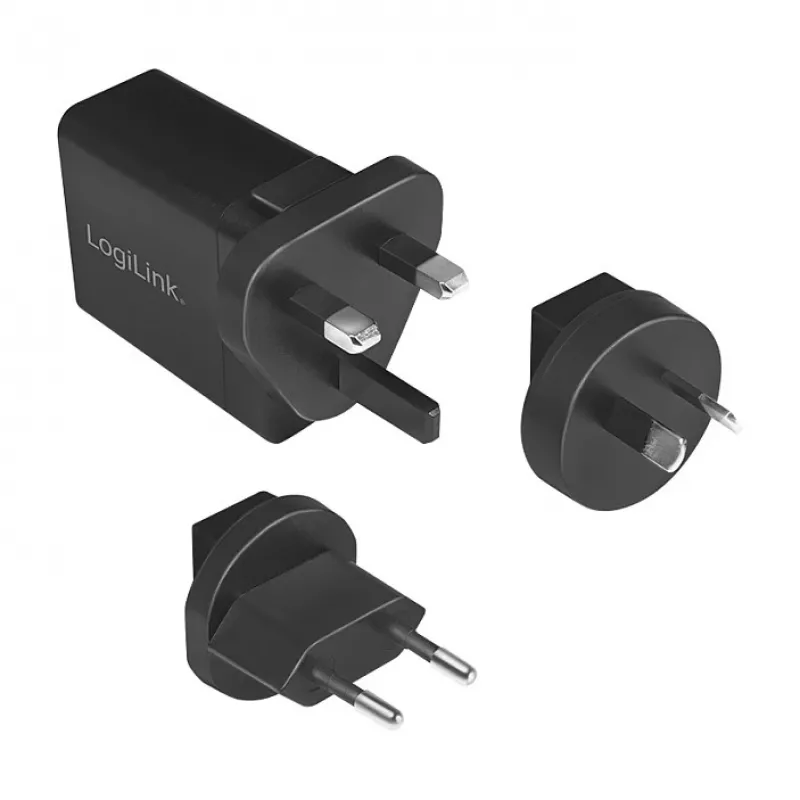 Logilink Ładowarka podróżna USB-A, 18 W, GaN, 1-portowa, 1x USB-A (QC), Czarna