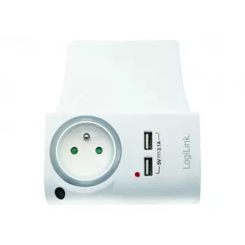 LogiLink USB-A Ładowarka ścienna 10.5W 2-portowa z podstawką ładującą, Biała