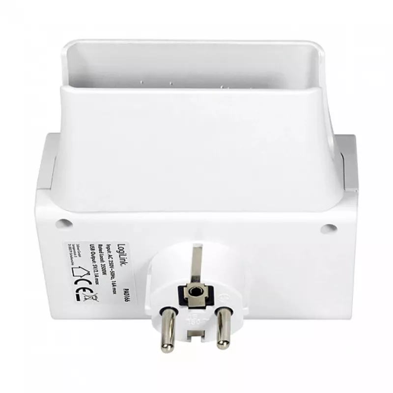 LogiLink USB-A Ładowarka ścienna 10.5W 2-portowa z podstawką ładującą, Biała