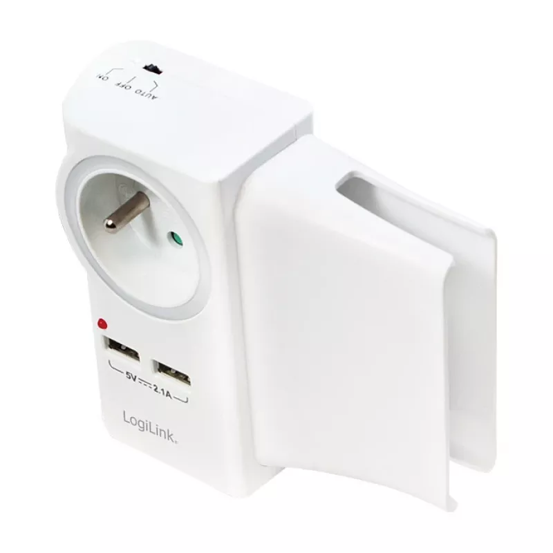 LogiLink USB-A Ładowarka ścienna 10.5W 2-portowa z podstawką ładującą, Biała