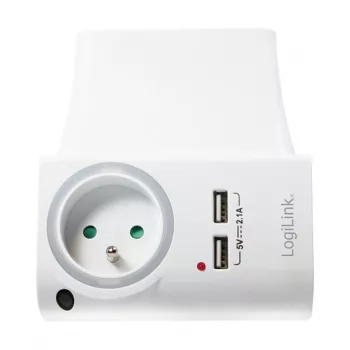 LogiLink USB-A Ładowarka ścienna 10.5W 2-portowa z podstawką ładującą, Biała