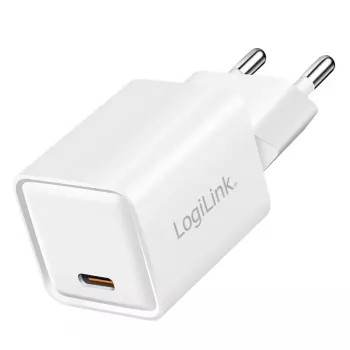 LogiLink ładowarka USB-C 20 W GaN, 1-portowa, USB Power Delivery, biała