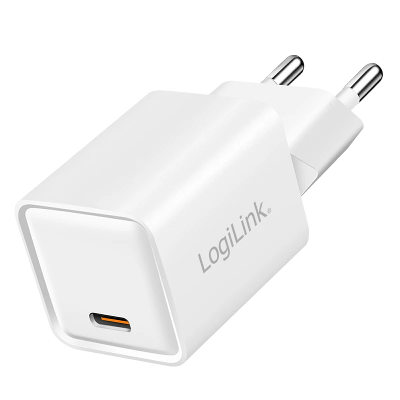 LogiLink ładowarka USB-C 20 W GaN, 1-portowa, USB Power Delivery, biała