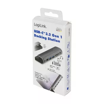 LOGILINK Stacja dokująca USB-C, 7-portowa, USB 3.2 Gen1, 100W PD, 4K HDMI, dla iPad, Aluminium (UA0385)