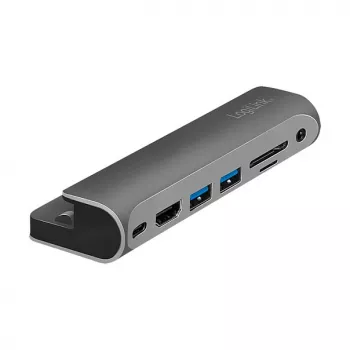 LOGILINK Stacja dokująca USB-C, 7-portowa, USB 3.2 Gen1, 100W PD, 4K HDMI, dla iPad, Aluminium (UA0385)