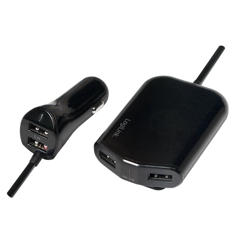 Logilink ładowarka samochodowa USB, 2+2 porty, 24W, czarna