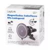LogiLink Bezprzewodowa ładowarka samochodowa z uchwytem na smartfon 15W, okrągła, Qi, automatyczne zaciskanie, kratka wentylacyjna i przyssawka, czarna