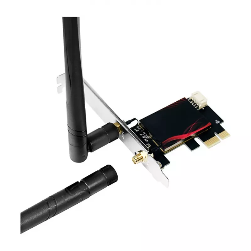 LogiLink WL0248 PCI-Express Wi-Fi 6E AX5400 Tri-Band Card with Bluetooth 5.2, 2.4/5/6 GHz, 2x Detachable 5 dBi Antennas, Intel AX210, WPA3, Windows 10/11 & Linux