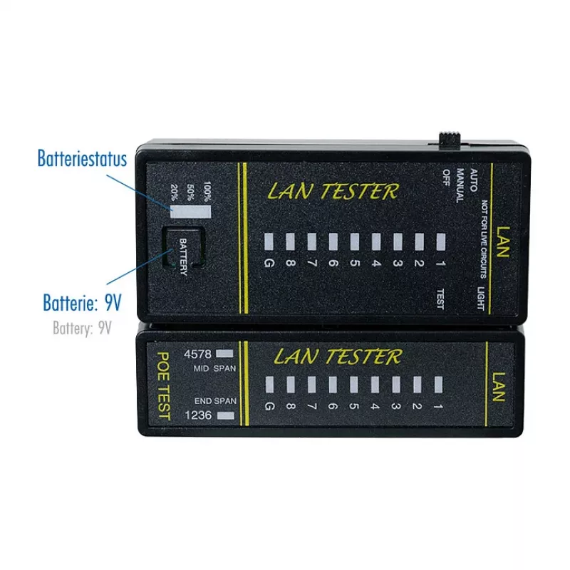 LOGILINK WZ0080 tester kabli LAN i lokalizator PoE z magnesem, latarką, podświetlanym LCD, zasięg 300 m