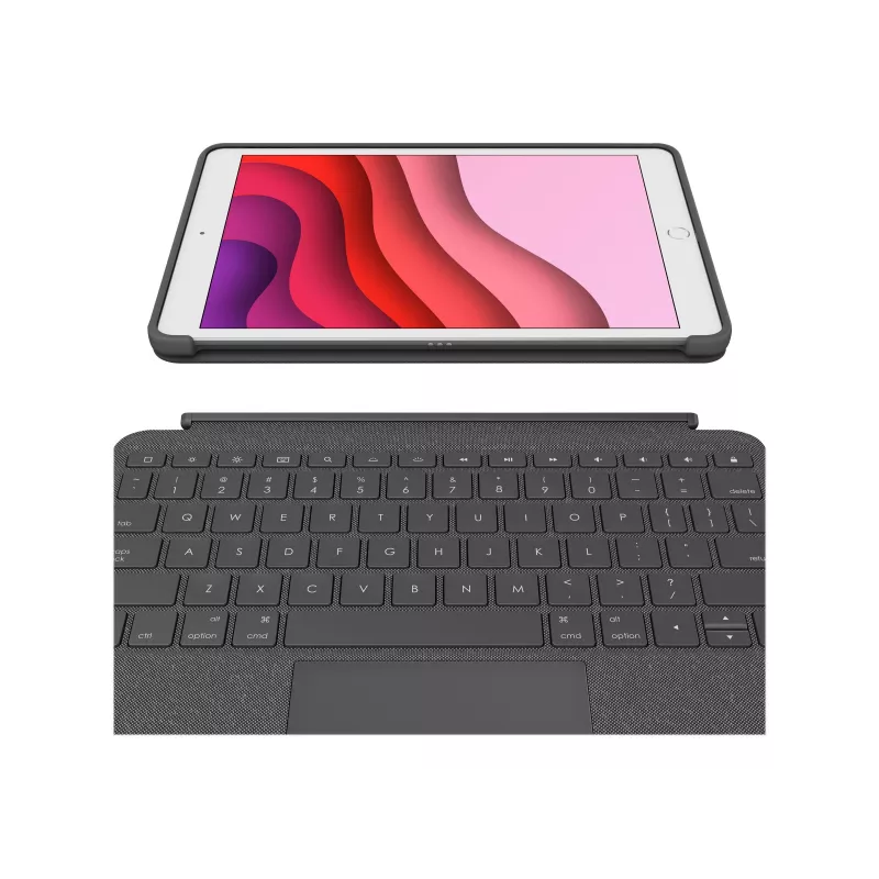 Logitech Combo Touch Keyboard i etui folio z gładzikiem, podświetlany, Apple Smart Connector, AZERTY francuski, grafitowy, do Apple iPad 10,2 cala (7. i 8. generacji)