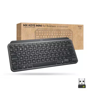 Logitech MX Keys Mini for Business - Bezprzewodowa kompaktowa klawiatura z podświetleniem, Grafit, US Intl
