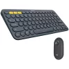 Zestaw Logitech Pebble 2 Combo Tonal Graphite – bezprzewodowa klawiatura i mysz, układ AZERTY (francuski), Bluetooth i odbiornik USB Logi Bolt, ciche kliknięcia, wiele urządzeń, tworzywo z recyklingu