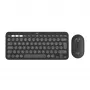 Zestaw Logitech Pebble 2 Combo Tonal Graphite – bezprzewodowa klawiatura i mysz, układ AZERTY (francuski), Bluetooth i odbiornik USB Logi Bolt, ciche kliknięcia, wiele urządzeń, tworzywo z recyklingu