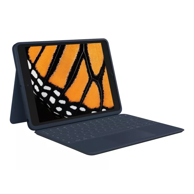 Logitech Rugged Combo 3 Touch for Education - Klawiatura i etui folio - z gładzikiem - Apple Smart Connector - AZERTY - francuski - Classic Blue - dla edukacji - do Apple iPad 10.2 cala