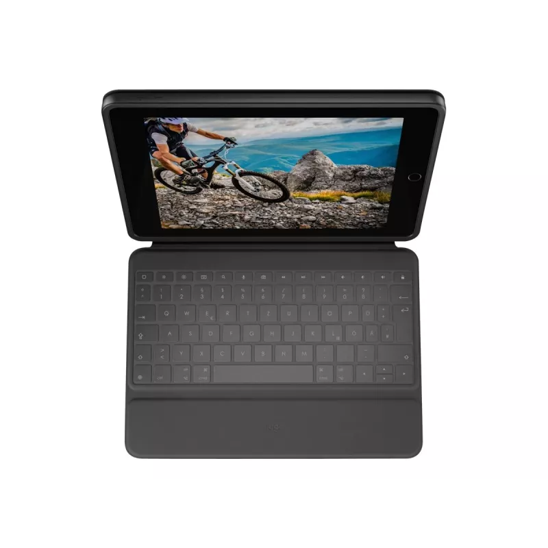 Logitech Rugged Folio z klawiaturą QWERTY US International dla Apple iPad 10. generacji (A2696) – grafit, ochrona przed upadkiem MIL-STD-810G