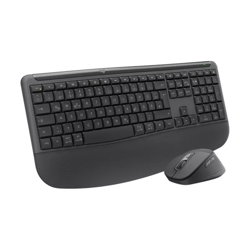 Logitech Signature Comfort Plus Combo MK880 for Business - Zestaw klawiatury i myszy - Pełnowymiarowy - ze wskaźnikiem LED baterii - Bezprzewodowy - USB-C, Bluetooth LE - QWERTZ - Niemiecki - Grafitowy