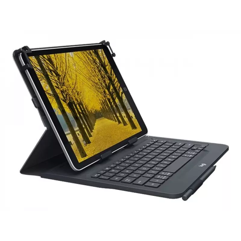 Logitech Uniwersalna klawiatura i etui folio do tabletów 9-10 cali, Bluetooth 3.0, układ QWERTZ szwajcarski niemiecki, grafitowy