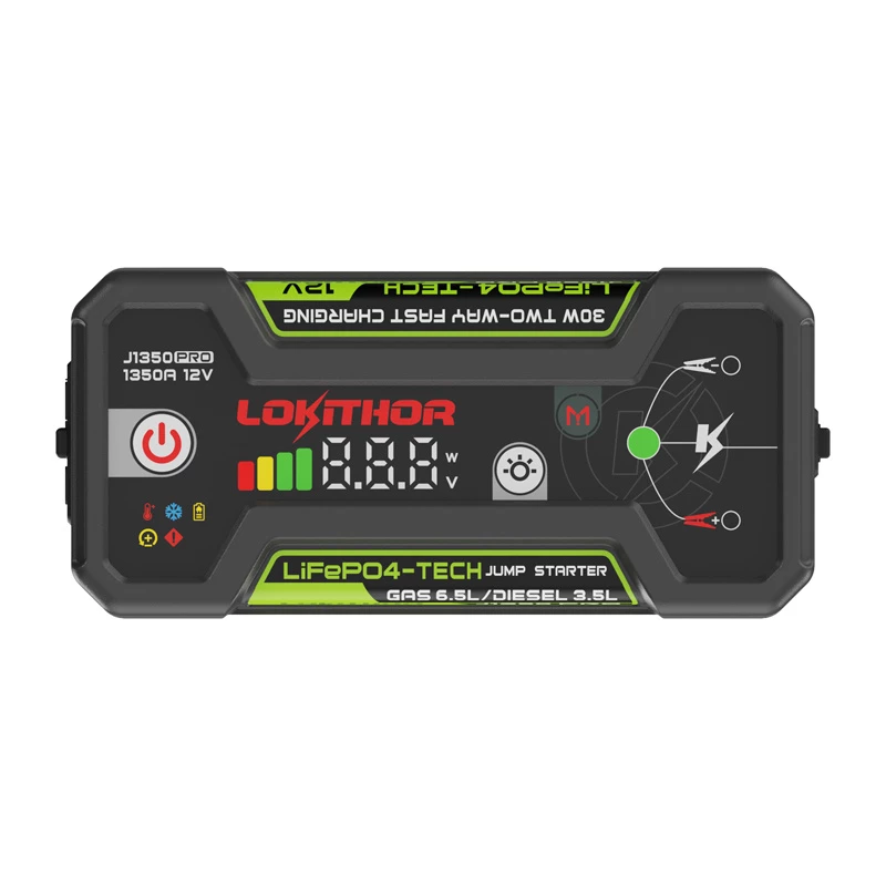 LOKITHOR J1350 Pro 25.6Wh 12V Jump Starter z 2500A Peak i kompresorem powietrza