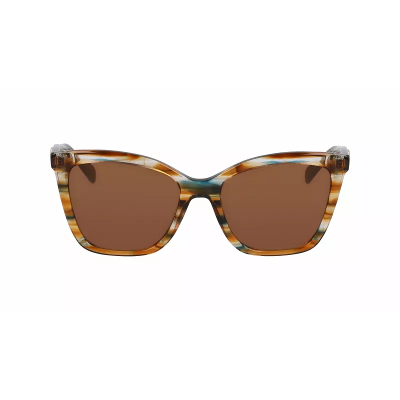 LONGCHAMP LO742S-N-211 Damskie kwadratowe okulary przeciwsłoneczne z acetatu Havana Brown Gradient 54mm