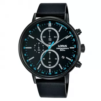 Zegarek męski Lorus RM363FX9 kwarcowy analogowy - niebieska tarcza, bransoleta ze stali nierdzewnej, 43 mm