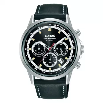 Zegarek męski LORUS RT301KX9 z kwarcowym chronografem, 42 mm, stal nierdzewna, czarna tarcza