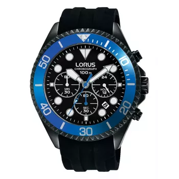 Lorus RT323GX9 Męski Zegarek Kwarcowy 45mm Stal Nierdzewna Czarna Tarcza Bransoleta
