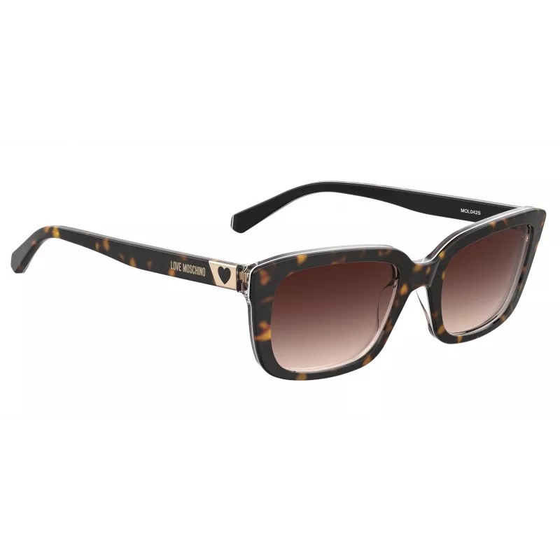 LOVE MOSCHINO Damskie Okulary Przeciwsłoneczne MOL042S086F3H - Oprawka Acetatowa Havana, Brązowe Gradientowe Soczewki Poliwęglanowe, 53/17/145 mm