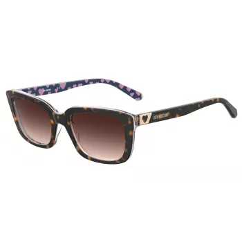 LOVE MOSCHINO Damskie Okulary Przeciwsłoneczne MOL042S086F3H - Oprawka Acetatowa Havana, Brązowe Gradientowe Soczewki Poliwęglanowe, 53/17/145 mm