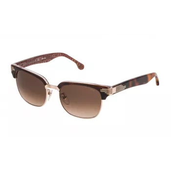 LOZZA SL2253M52300K Unisex Okulary Przeciwsłoneczne Prostokątne - Czarna Oprawka Acetatowa, Szare Soczewki Poliwęglanowe, Ochrona UV400