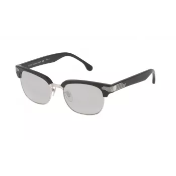LOZZA SL2253M52579X Unisex Okulary Przeciwsłoneczne Prostokątne - Błyszcząca Czarna Oprawka Acetatowa, Szare Gradientowe Soczewki Poliwęglanowe, Szerokość Soczewki 52 mm, 100% Ochrona UV400