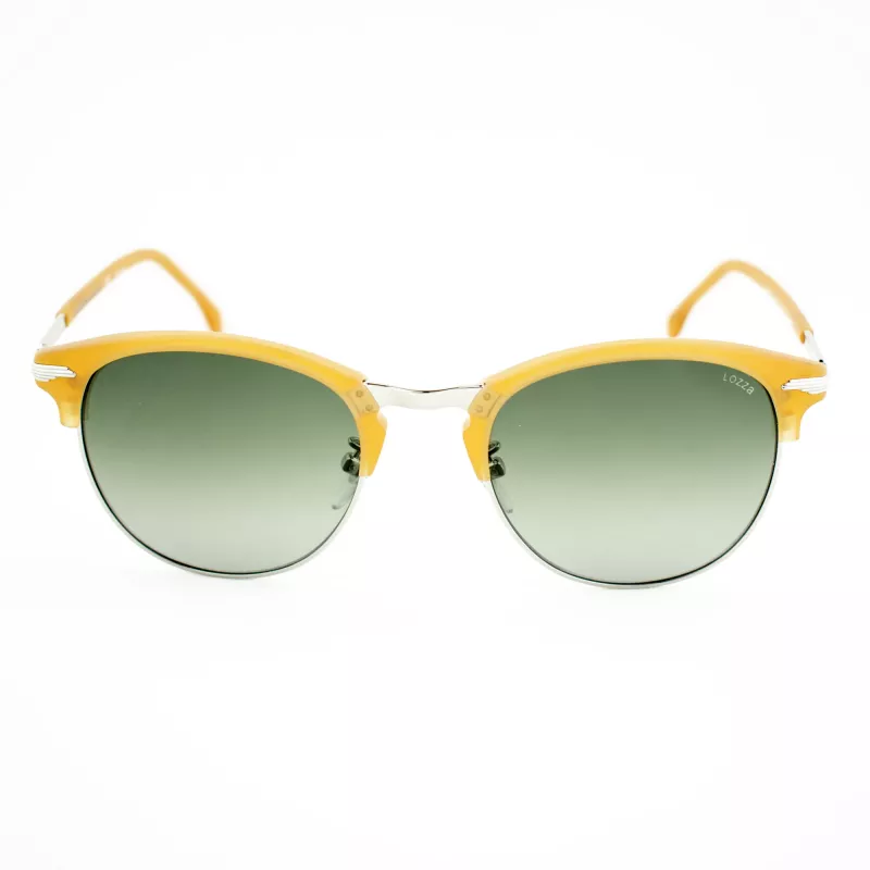 LOZZA SL2293M-579V Męskie okulary przeciwsłoneczne kwadratowe, oprawka Havana acetat, zielone soczewki poliwęglanowe 52mm