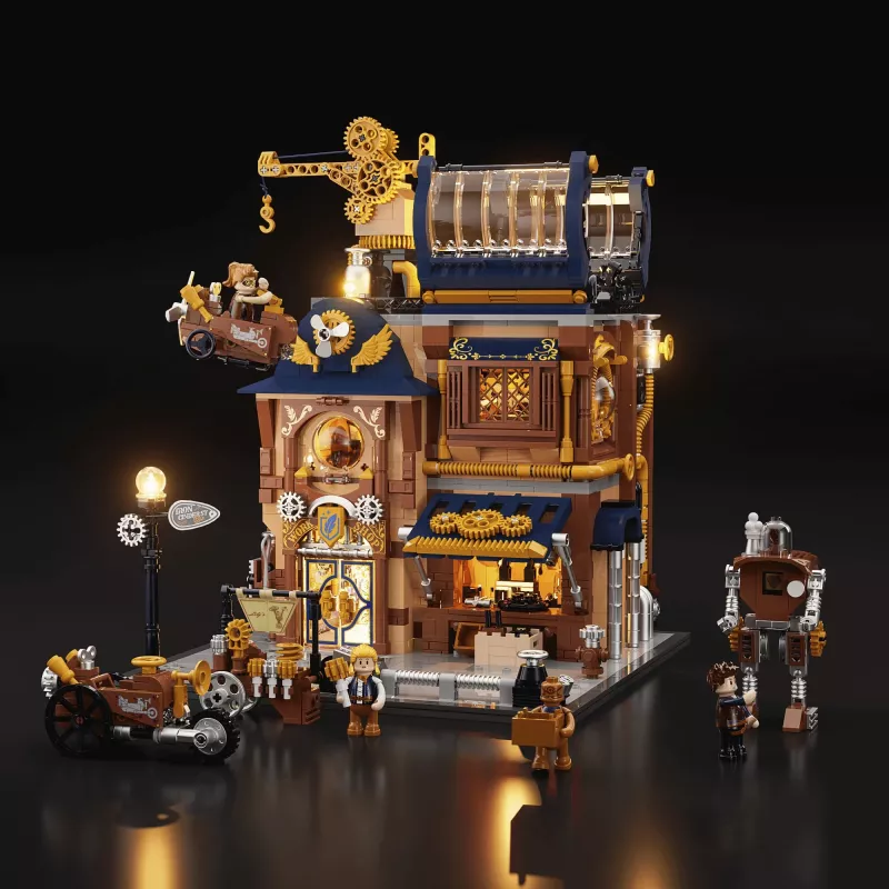 Zestaw klocków konstrukcyjnych Lumibricks Steampunk Mechanical Workshop z oświetleniem LED - 2150 elementów