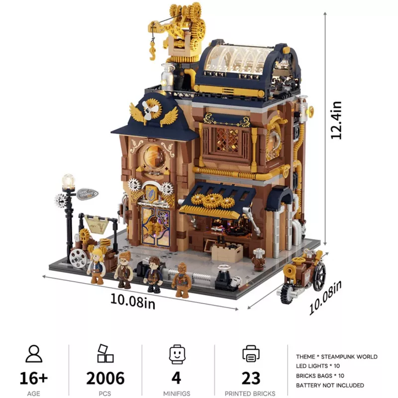 Zestaw klocków konstrukcyjnych Lumibricks Steampunk Mechanical Workshop z oświetleniem LED - 2150 elementów