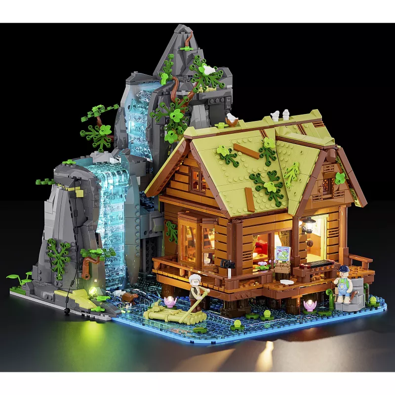 Zestaw klocków konstrukcyjnych Lumibricks Waterfall Hut z oświetleniem LED