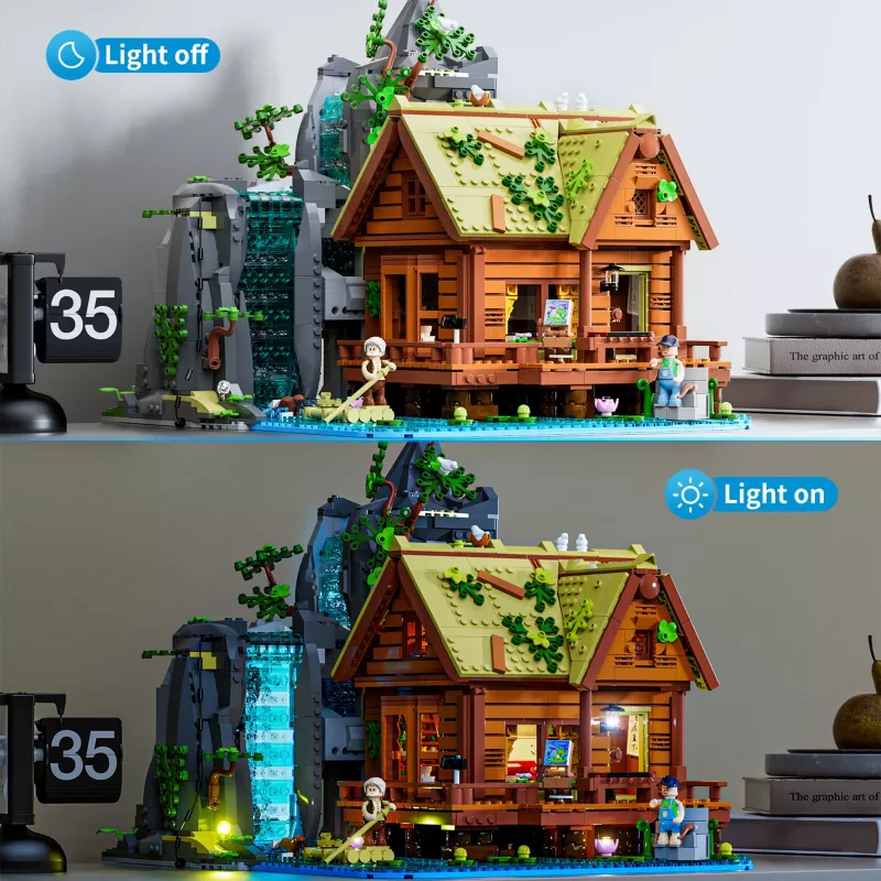 Zestaw klocków konstrukcyjnych Lumibricks Waterfall Hut z oświetleniem LED