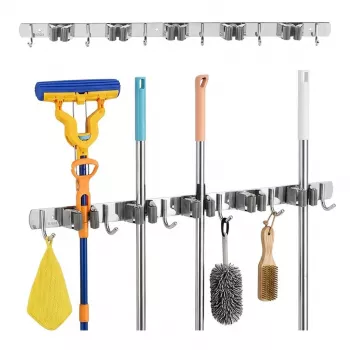 Maclean MC-185 Organizer narzędziowy na ścianę do narzędzi ogrodowych i mopów, stal, 60 cm, obciążenie 20 kg, z haczykami