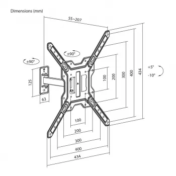 Maclean MC-758 N Stały uchwyt ścienny do telewizorów i monitorów 23-65 cali, 30 kg, VESA 400x400, czarny