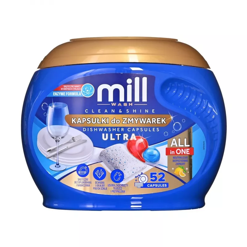 MADONIS Mill Zestaw detergentów do zmywarki - 3 sztuki (płyn do mycia naczyń cytrynowy, płyn do zmywarki, sól)
