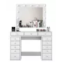 Stolik do makijażu Kalune Design BJ119 - 2895 Biały, płyta wiórowa z lustrem LED