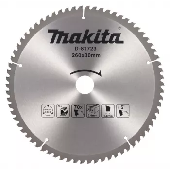 MAKITA Tarcza do piły tarczowej 260x30x70T TCT ATB do precyzyjnego cięcia drewna
