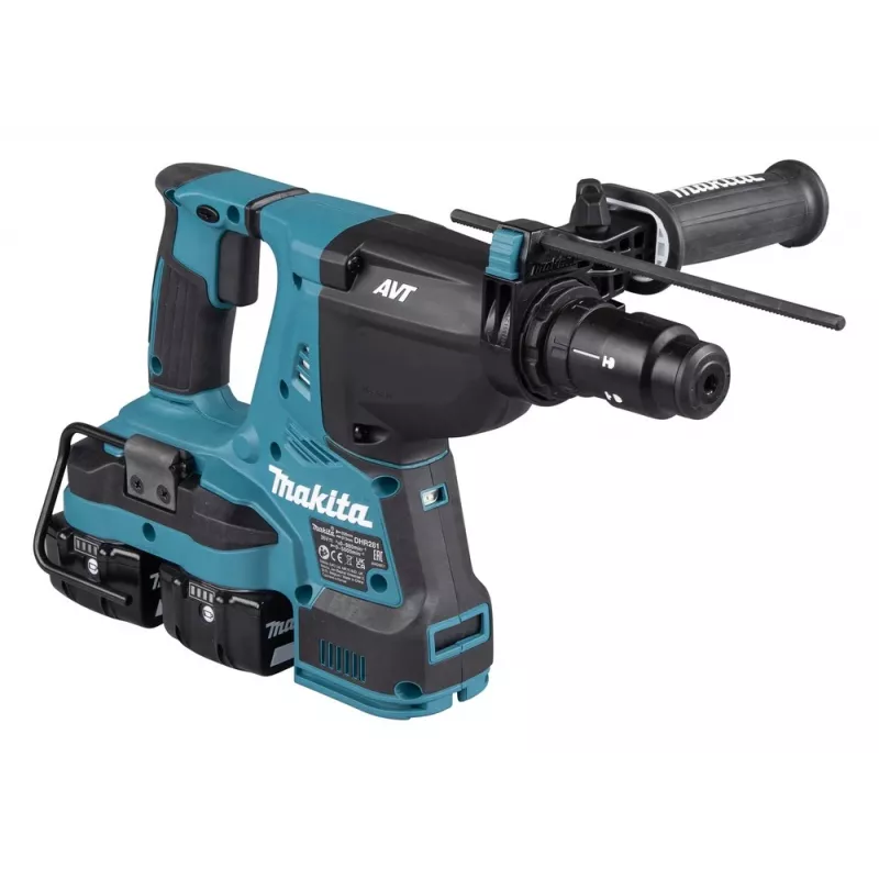 Makita DHR281PT2J 36V (2x18V) Bezszczotkowy Wiertarko-młot SDS-Plus z 2 bateriami 5.0Ah, dwugniazdową ładowarką i walizką Makpac