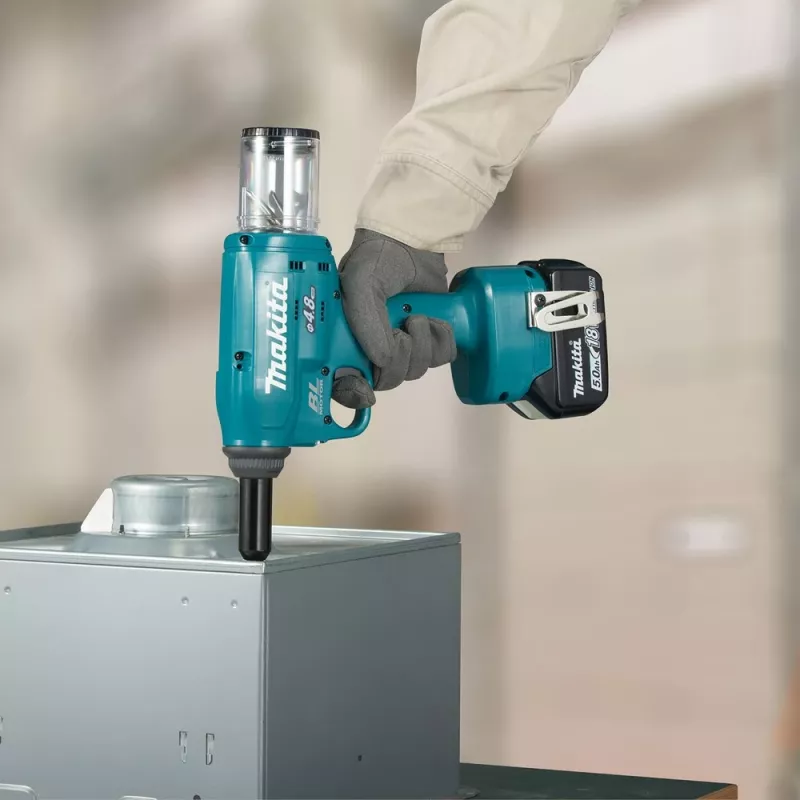 Makita DRV150ZJ 18V LXT Bezszczotkowe Akumulatorowe Narzędzie do Nitów (Samo Narzędzie, 10 kN, 2.4-4.8 mm, Walizka Makpac)