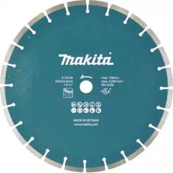Makita E-23226 Diamentowa Tarcza tnąca 355 mm x 25,4 mm Otwór, Segmentowa, do Betonu, Muru, Kamienia