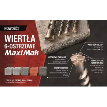 Wiertło MAKITA SDS MAX 14x200x340mm MAXI MAK 6-ostrzowe