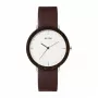 MAM MAM628 Zegarek Unisex 39mm Koperta z Drewna Tekowego Czarny Skórzany Pasek