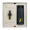 MAM MAM96 Zegarek Unisex 39mm Japoński Kwarc Teak Wood & Stal Szlachetna Czarna Tarcza Czarny Skórzany Pasek