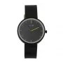 MAM MAM96 Zegarek Unisex 39mm Japoński Kwarc Teak Wood & Stal Szlachetna Czarna Tarcza Czarny Skórzany Pasek