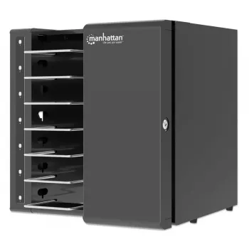 Manhattan Szafa Ładująca 16-Bay USB-C do Laptopów, 65W na Port, Zamykany Wózek Stalowy, Wtyczki UK i EU